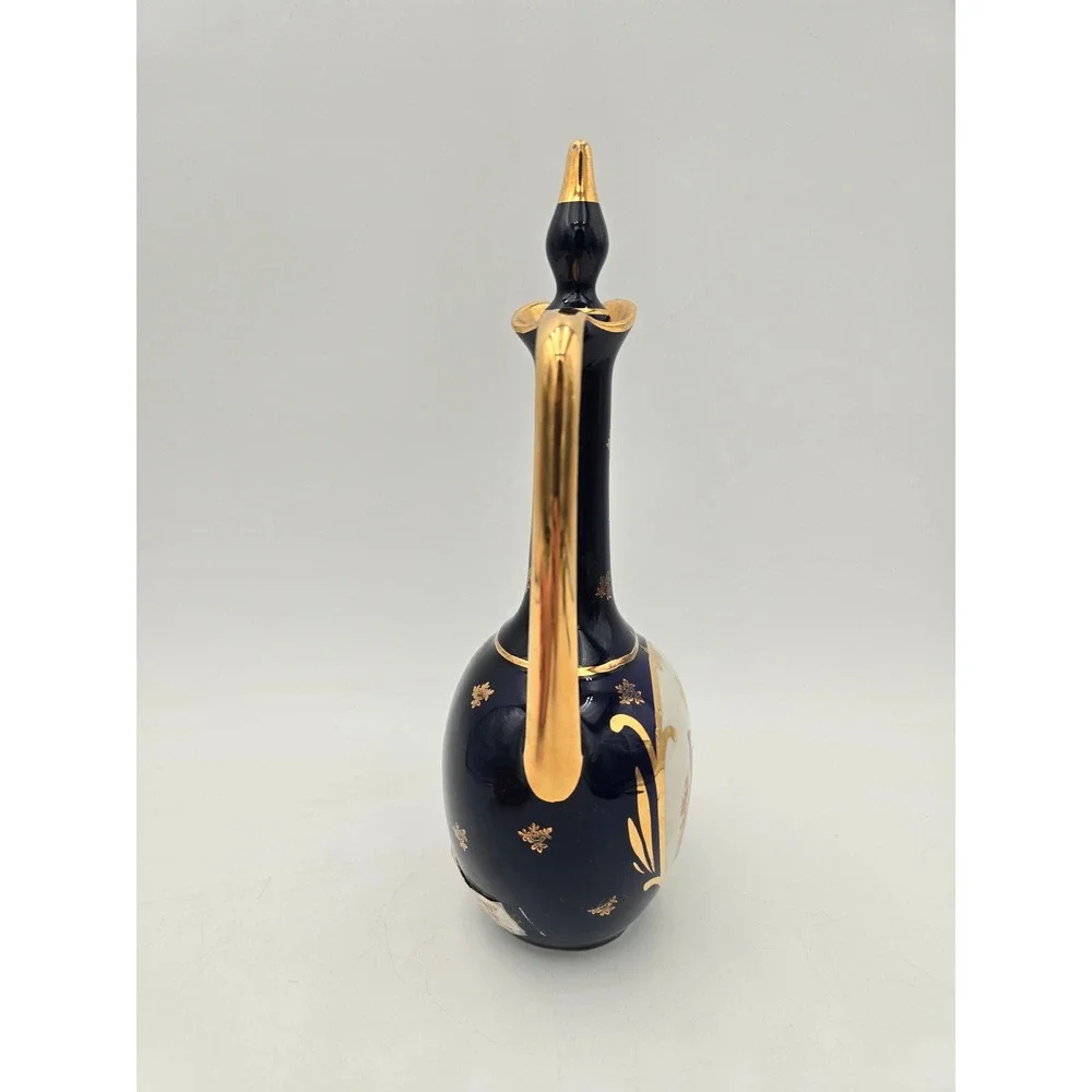 Giffard 1969 Cobalt Blue Porcelain Decanter France Fragonard Courting Scene